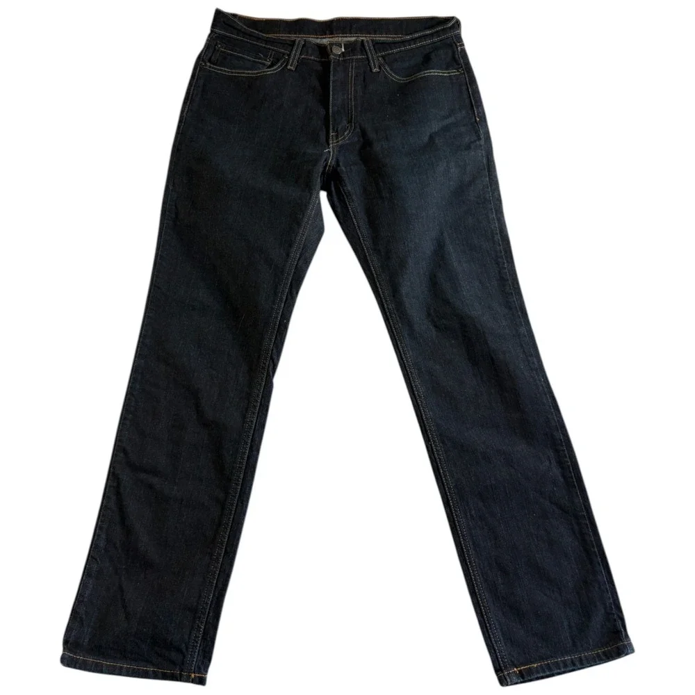 Levi's 514 Jeans Mens 34x32‎ (35x30) Blue Denim Stretch Dark Wash Straight Leg